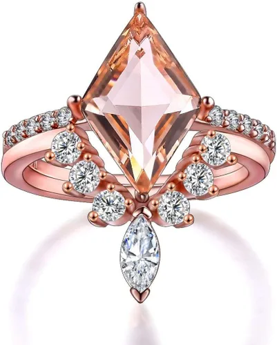 Miniatura 4 de LAZLUVU 2 juegos de anillos de compromiso tamaño 6, anillos de topacio azul, anillos de promesa de circonita cúbica para mujeres y niñas, anillos