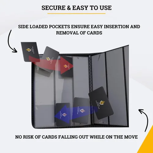 Miniatura 6 de Card Guardian - Carpeta Premium de 12 bolsillos con cierre para 480 tarjetas de juegos de cartas intercambiables TCG (Azul) Carpeta Perfecta