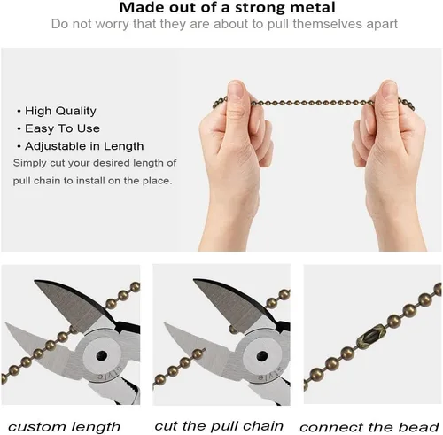 Miniatura 5 de Extensor de cadena de bola ámbar, conector de cadena de ventilador de techo de 12 pulgadas
