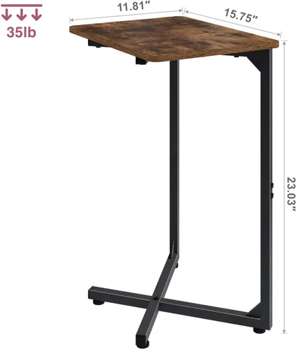 Miniatura 3 de NEFROM ET-X-BRW1 - Mesa auxiliar en forma de C, mesa auxiliar para sofá y TV para sala de estar, dormitorio, mesita de noche