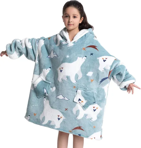 Miniatura 11 de Manta con Capucha Vestible para Niños de 4-12 Años, Manta con Capucha de Animales de Tamaño Grande, Súper Suave, Cómoda, Cálida, Franela de Rainbow