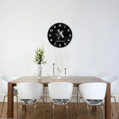 Miniatura 3 de Reloj de pared personalizado para peluquería, añade tu texto, reloj de peluquería personalizado para salón de belleza, decoración de reloj de pared