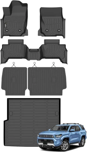 Miniatura 11 de Tapetes de piso para todo clima y forro de carga con respaldo para Chevrolet Suburban de 7 asientos 2021-2025 / GMC Yukon XL de 7 asientos
