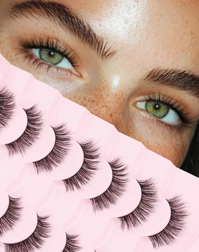Miniatura 16 de Onlyall Pestañas naturales, pestañas postizas de aspecto natural, pestañas postizas acampanadas, pestañas postizas suaves y esponjosas, 7 pares D12