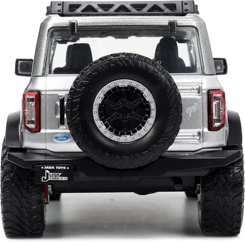 Miniatura 7 de Jada Toys Just Trucks 1:24 2021 Ford Bronco - Coche fundido a presión gris con estante para neumáticos, juguetes para niños y adultos