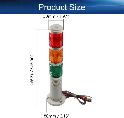 Miniatura 2 de Bettomshin 1 bombilla de advertencia estroboscópica de 90 dB, 24 V CC 3 W, torre de señal industrial con lámpara indicadora de alarma de zumbador