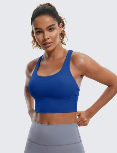 Miniatura 2 de CRZ YOGA Sujetadores deportivos de tirantes largos para mujer, sin varillas, acolchados, cruzados, para yoga, recortados