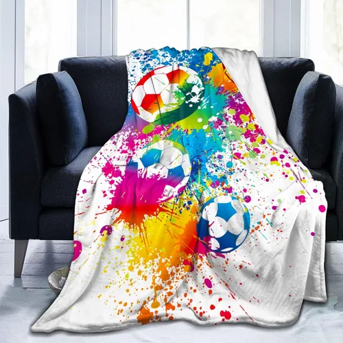 Manta deportiva de fútbol, divertida pelota súper suave y cálida, para sofá, dormitorio, sofá, oficina, automóvil, acogedora manta de cama de
