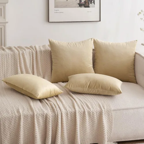 Miniatura 4 de MIULEE Funda de Almohada de Terciopelo Suave de Lujo Decorativa Funda de Cojín Decorativo Rectangular Individual para Sofá, Sillón, Dormitorio, Beige