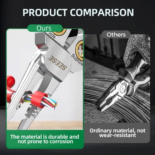 Miniatura 7 de Alicates para pelacables 8 en 1: herramienta eléctrica multifunción portátil compacta - Pelacables/corte de cables/engarzado de cables