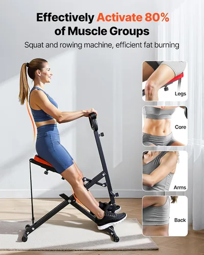 Miniatura 2 de VEVOR Squat Machine, Deep Squat Rowing Machine for Home, Easy Setup & Foldable Exercise Equipment, Glute Trainer Machine with 2/3 High-Strength