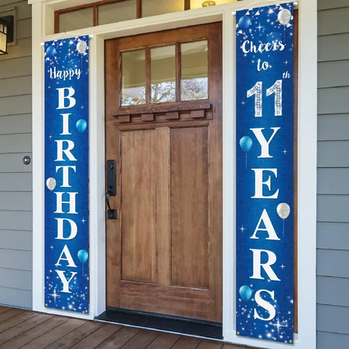 Miniatura 24 de Cartel de feliz cumpleaños número 10 para puerta – Suministros de decoración de fiesta de cumpleaños de "Saludos a 10 años" para hombres y mujeres