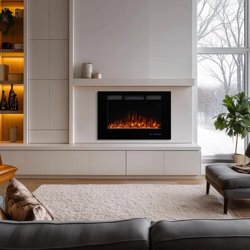 Miniatura 2 de Chimenea Eléctrica de 40 pulgadas de ancho, 26.5" de alto, Insertos de Chimenea Empotrados y Montados en la Pared, Llama Multicolor con Atenuador