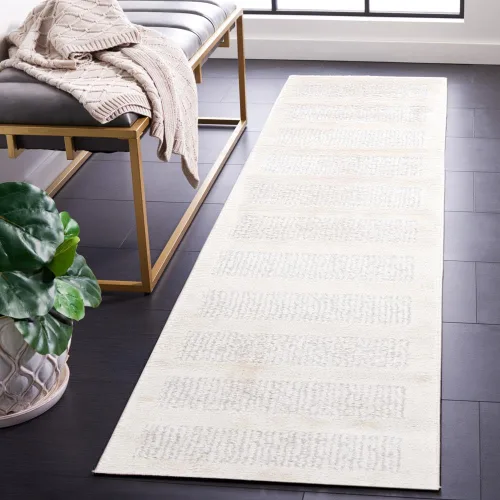 Miniatura 11 de SAFAVIEH Melody Collection - Alfombra de pasillo de 2 pies 2 pulgadas x 8 pies, color marfil y gris, diseño moderno, ideal para zonas de alto