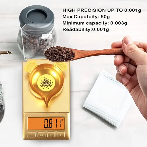 Miniatura 4 de UNIWEIGH Báscula de miligramos de 1.76 oz/0.00 oz, báscula portátil de joyería con peso Cal, retroiluminación LCD, tare, báscula de gramo mini