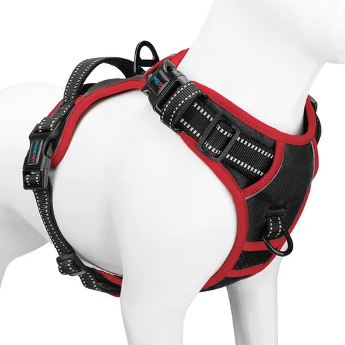Miniatura 34 de PHOEPET Arnés para perro sin tirones, chaleco para perro reflectante ajustable de colores únicos, con mango de entrenamiento suave, clips de metal