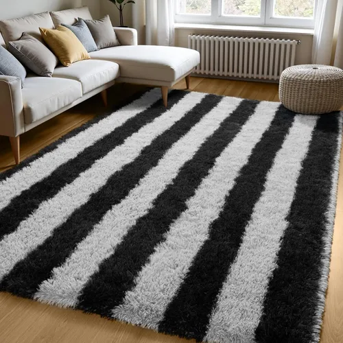 Miniatura 13 de Zentavio Alfombras de área para sala de estar, alfombras grises para dormitorio, alfombra de 4 x 6, alfombra mullida, peluda y suave, shag estética