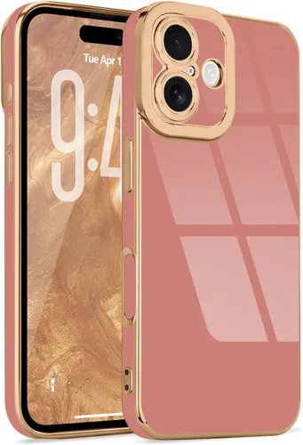 Miniatura 139 de Lafunda Diseñada para iPhone 13 Pro, fundas lujosas con chapado lindo para mujeres y niñas, elegante borde dorado, a prueba de golpes, TPU con funda