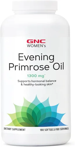 GNC Aceite de onagra (EPO) para mujer de 1300 mg | Apoya el equilibrio hormonal, la inmunidad, la salud saludable de la piel y el corazón | Vitamina