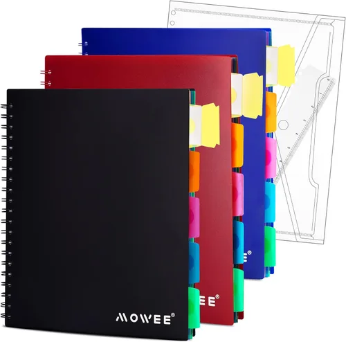 Miniatura 11 de Cuaderno de 5 materias – Cuaderno de espiral, cuaderno de rayas universitarias con bolsillo divisor, pestañas, regla de 11 pulgadas, 200 páginas