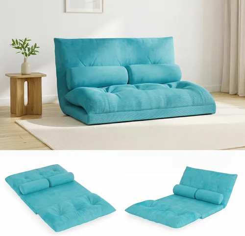Miniatura 11 de Giantex Sofá de suelo ajustable con 2 almohadas, sofá cama plegable multifuncional de 6 posiciones, asiento de piso de gamuza multifuncional