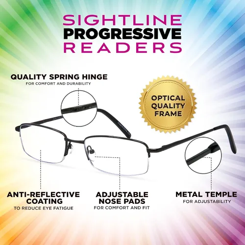 Miniatura 3 de Sightline Progressive Multifocus Reading Glasses for Men and Women Readers 6000
