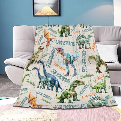 Miniatura 37 de Manta de bebé de esqueletos de dinosaurios de neón retro de los años 80, regalos para niños y niñas, decoración de dinosaurios, felpa suave