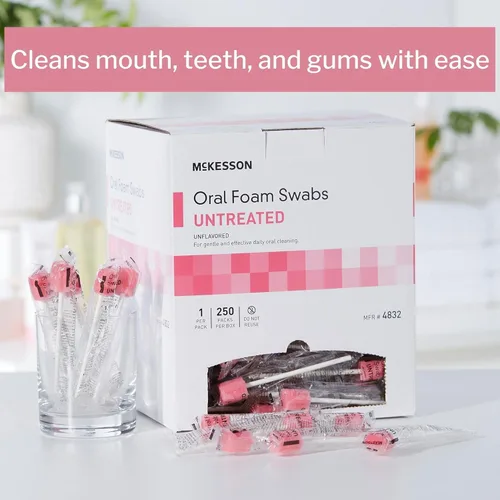 Miniatura 2 de McKesson Hisopos de espuma oral, sin tratamiento, limpieza oral suave y diaria, sin sabor, 250 unidades, 4 paquetes, 1000 en total