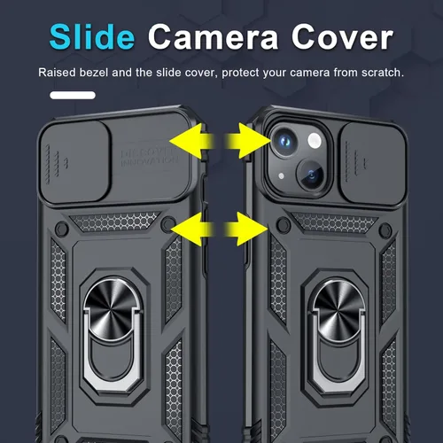 Miniatura 3 de Janmitta Funda para iPhone 12 Mini y 13 Mini, cubierta integrada para lente de cámara deslizante + protector de pantalla, resistente a prueba