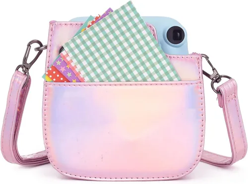 Miniatura 3 de Instant Mini 12 Funda Protectora para Cámara para Fujifilm Instax Mini 12/11, Funda Bolsa de Cámara de Cuero PU Premium con Bolsillo y Correa rosado
