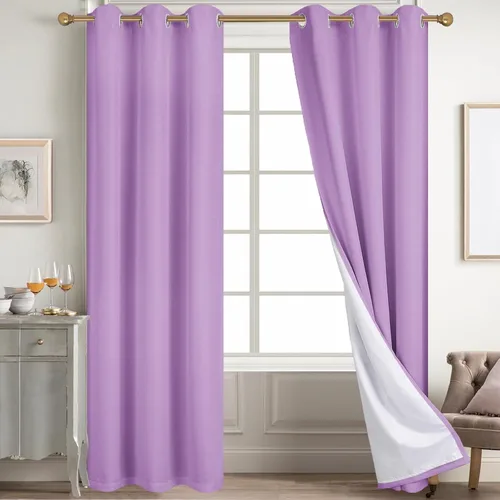 Miniatura 46 de Diraysid Cortinas 100% opacas de lino beige para dormitorio, con ojales, aislamiento térmico, cortinas de oscurecimiento de habitación