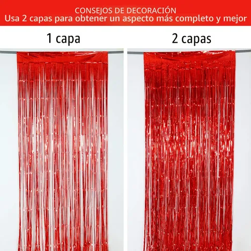 Miniatura 9 de Melsan - Juego de 3 cortinas de papel de aluminio para fiestas, en flecos, 3.2 x 3.2 pies, también para fondo para tomar fotografía, baby shower
