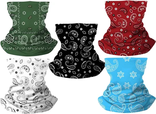 CORIRESHA 5 piezas de polaina de cuello refrescante de cachemira pasamontañas protección solar antipolvo máscara de verano para hombres ciclismo