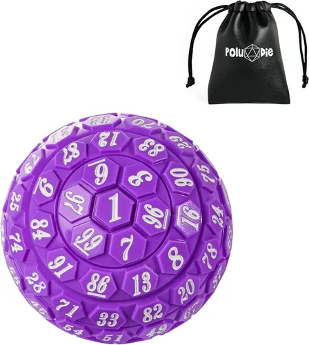 Miniatura 15 de Dados poliédricos de 100 caras, dados de juego individuales D100, cubo de 100 lados con bolsa negra, dado D100 de 1.890 in