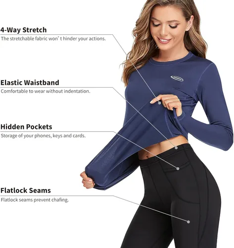 Miniatura 4 de HiZiTi Ropa interior térmica para mujer conjunto de pantalones largos con forro polar de capa base