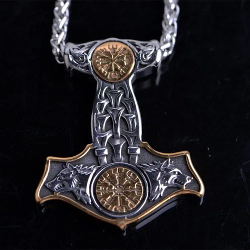 Miniatura 3 de Collar de martillo de Thor vikingo nórdico Mjolnir para hombre, joyería de talismán