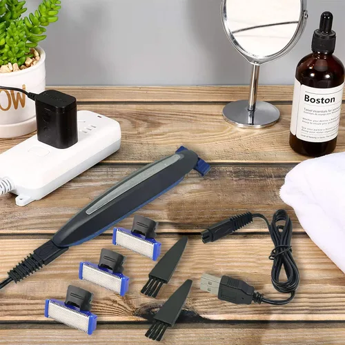 Miniatura 9 de 4 cabezales de repuesto LinMei Solo compatibles con afeitadora Microtouch Solo de 1ª generación con cable de carga para recortadora eléctrica 4
