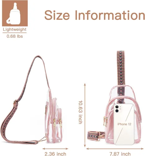 Miniatura 4 de Telena Riñonera transparente aprobada para estadios, bolsa cruzada para mujer, transparente, 1-rosa transparente, Moderno