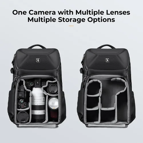 Miniatura 3 de K&F CONCEPT Mochila para cámara, carcasa rígida de 20 L, bolsa para cámara de fotografía, funda rígida con soporte para trípode y compartimento