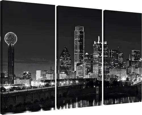 Miniatura 31 de NAN Wind Detroit Skyline - Lienzo decorativo para pared, paisaje urbano, escena nocturna, impresión artística de ciudad en blanco y negro sobre