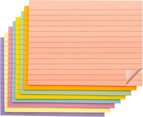 Miniatura 14 de Paquete de 8 notas adhesivas rayadas, bloc de notas grandes amarillas de 3 x 5 pulgadas, despegar limpiamente, superadherente a rayas, blocs