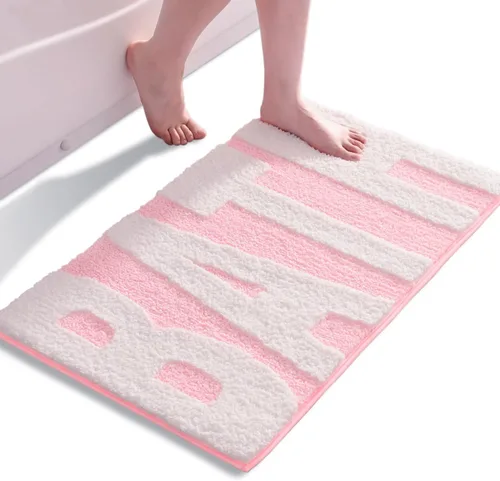 Miniatura 9 de Alfombras de baño beige, bonitas alfombras de baño antideslizantes, coloridas, gruesas, suaves, peludas, estéticas, superabsorbentes, para ducha, 16
