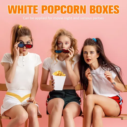Miniatura 6 de Zopeal - Juego de 400 mini cajas de palomitas de maíz y bolsa transparente, bolsas de palomitas de maíz a granel, recipientes de papel abiertos