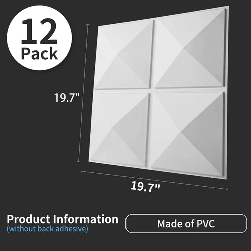 Miniatura 34 de Art3d Panel de Pared de Diamante 3D de PVC Dentado a Juego-Negro Mate, para Decoración Interior Residencial y Comercial Diamante mate negro