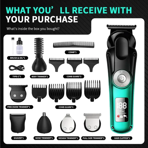 Miniatura 7 de BILLAR Kit de aseo profesional 6 en 1 para bigote, cuerpo, 17 piezas todo en uno para hombre y cortapelos, nariz, oído, cuerpo y cara, maquinilla