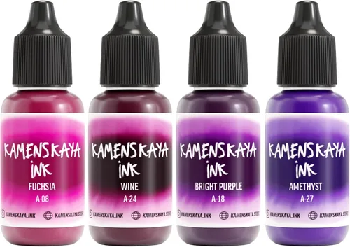 Miniatura 22 de Juego de tinta de alcohol Kamenskaya #10: Combinación de colores combinados de tintas de alcohol, 4 piezas. 0.51 fl oz (15 ml) cada una