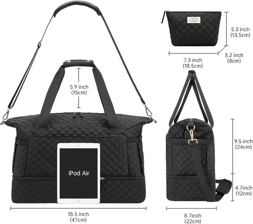 Miniatura 5 de Bolsa de lona de gimnasio para mujer, K-negro, Bolsa de viaje