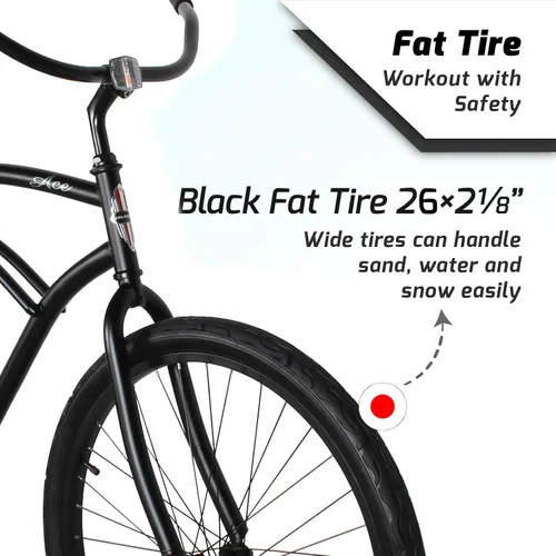 Miniatura 2 de Tracer ACE - Bicicleta crucero de playa de una sola velocidad de 26 pulgadas con freno de posavasos para hombres y mujeres, varios