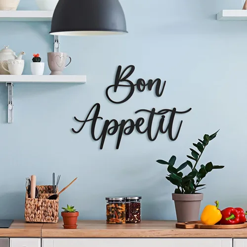 Miniatura 6 de Vivegate Bon Appetit - Decoración de pared de metal – 17 x 12 pulgadas, diseño moderno y bonito de granja, arte de pared de metal para colgar