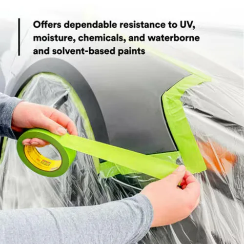 Miniatura 5 de 3M 233+ Cinta adhesiva verde 26334, 0.75 pulgadas x 60.1 yardas, paquete de 12 rollos - Cinta de pintor automotriz e industrial de alto rendimiento